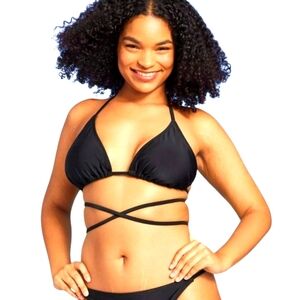 Womens Wild Fable Black Bikini Top w/ Triangle Wrap Size XSmall BNWT